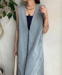 DouDou | フロントファスナーデニムジャンスカ(ワンピース)