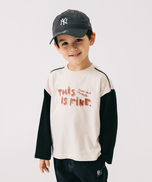 邦楽 TY セール】バイカラー プリント ロングスリーブ Tシャツ（100