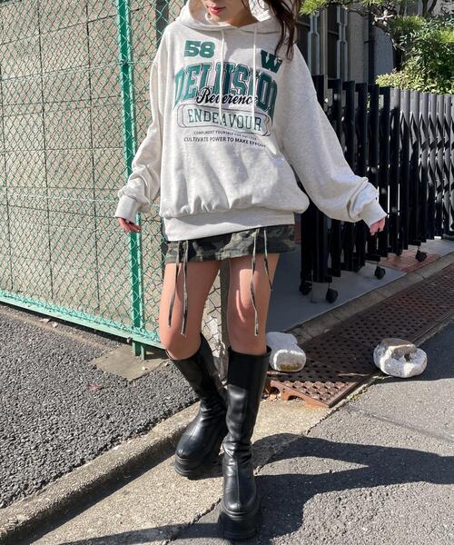 WEGO（ウィゴー）の「WEGO/ロゴビッグプルパーカー（スウェット・レディース・アイボリー/ライトグレー・FREE）」の6枚目の写真