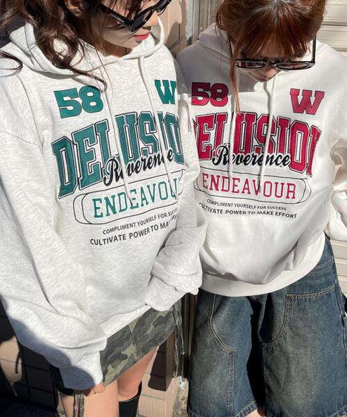 WEGO（ウィゴー）の「WEGO/ロゴビッグプルパーカー（スウェット・レディース・アイボリー/ライトグレー・FREE）」の3枚目の写真