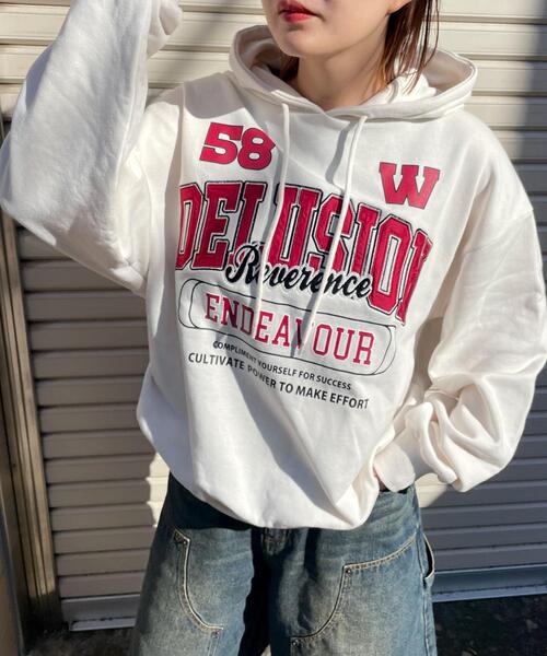 WEGO（ウィゴー）の「WEGO/ロゴビッグプルパーカー（スウェット・レディース・アイボリー/ライトグレー・FREE）」の11枚目の写真