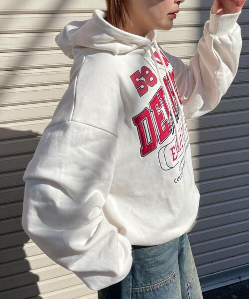 WEGO（ウィゴー）の「WEGO/ロゴビッグプルパーカー（スウェット・レディース・アイボリー/ライトグレー・FREE）」の13枚目の写真