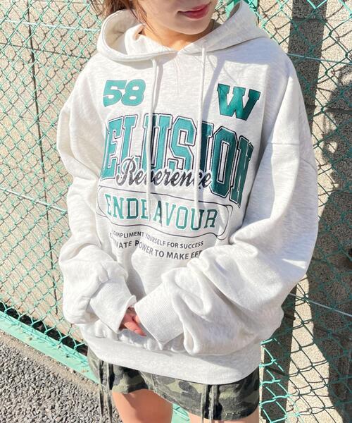 WEGO（ウィゴー）の「WEGO/ロゴビッグプルパーカー（スウェット・レディース・アイボリー/ライトグレー・FREE）」の15枚目の写真