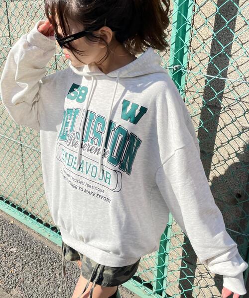 WEGO（ウィゴー）の「WEGO/ロゴビッグプルパーカー（スウェット・レディース・アイボリー/ライトグレー・FREE）」の16枚目の写真