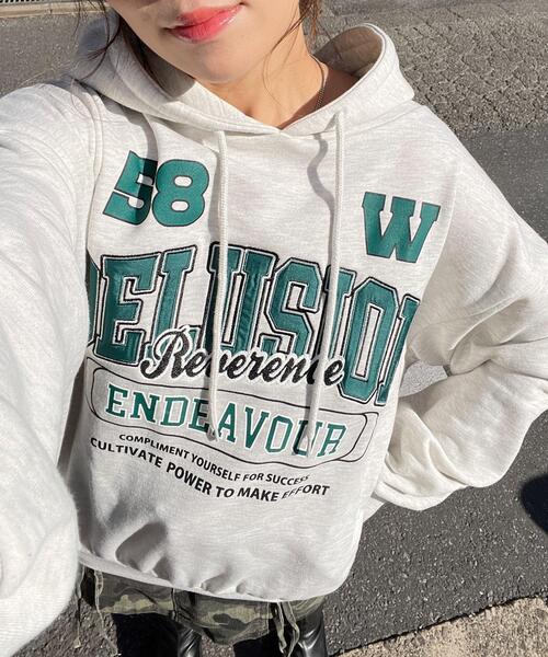 WEGO（ウィゴー）の「WEGO/ロゴビッグプルパーカー（スウェット・レディース・アイボリー/ライトグレー・FREE）」の18枚目の写真