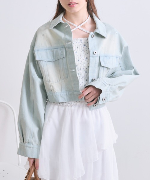 OLIVE des OLIVE（オリーブデオリーブ）の「キラキラクロップドGジャン（デニムジャケット・レディース・サックスブルー・FREE）」の21枚目の写真