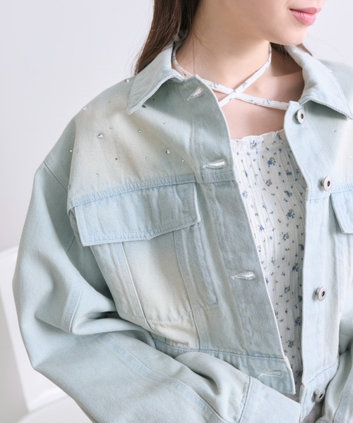 OLIVE des OLIVE（オリーブデオリーブ）の「キラキラクロップドGジャン（デニムジャケット・レディース・サックスブルー・FREE）」の18枚目の写真