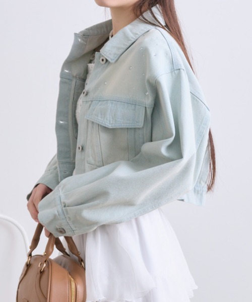 OLIVE des OLIVE（オリーブデオリーブ）の「キラキラクロップドGジャン（デニムジャケット・レディース・サックスブルー・FREE）」の19枚目の写真