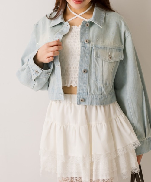 OLIVE des OLIVE（オリーブデオリーブ）の「キラキラクロップドGジャン（デニムジャケット・レディース・サックスブルー・FREE）」の13枚目の写真