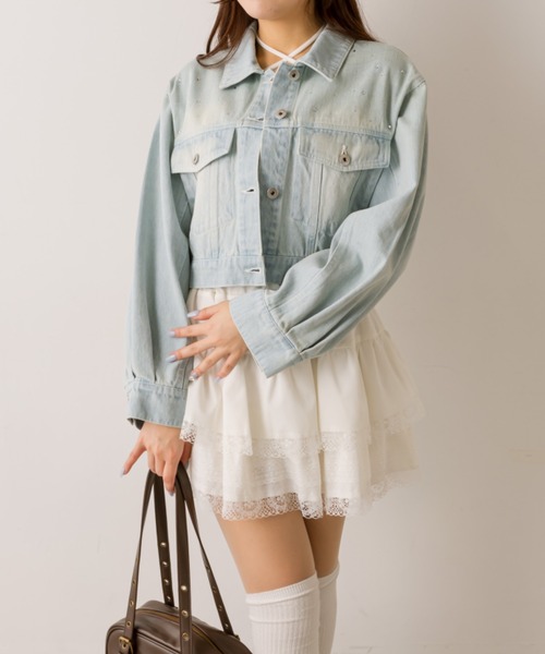 OLIVE des OLIVE（オリーブデオリーブ）の「キラキラクロップドGジャン（デニムジャケット・レディース・サックスブルー・FREE）」の11枚目の写真