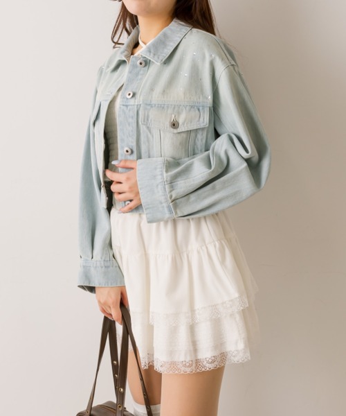 OLIVE des OLIVE（オリーブデオリーブ）の「キラキラクロップドGジャン（デニムジャケット・レディース・サックスブルー・FREE）」の12枚目の写真