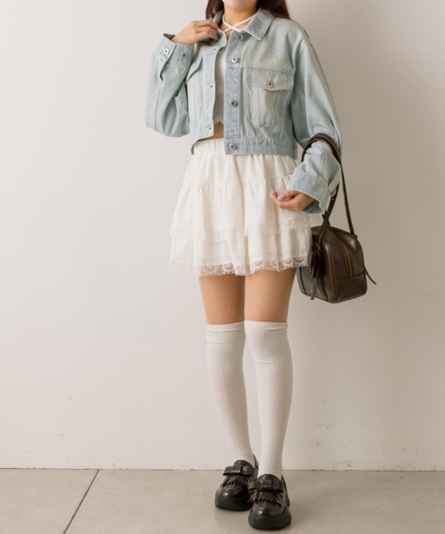 OLIVE des OLIVE（オリーブデオリーブ）の「キラキラクロップドGジャン（デニムジャケット・レディース・サックスブルー・FREE）」の10枚目の写真