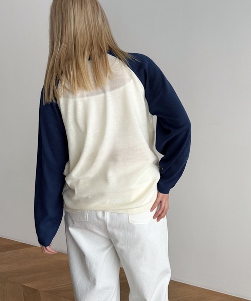 CANAL JEAN（キャナルジーン）の「El mar　ラグラン配色ニット（ニット/セーター・レディース・ブルー/ブラック・ONE SIZE）」の7枚目の写真