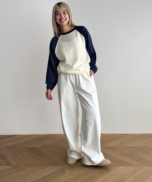 CANAL JEAN（キャナルジーン）の「El mar　ラグラン配色ニット（ニット/セーター・レディース・ブルー/ブラック・ONE SIZE）」の8枚目の写真