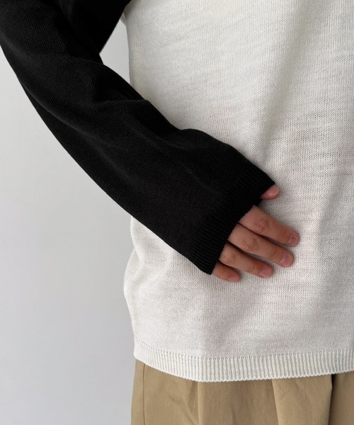 CANAL JEAN（キャナルジーン）の「El mar　ラグラン配色ニット（ニット/セーター・レディース・ブルー/ブラック・ONE SIZE）」の13枚目の写真