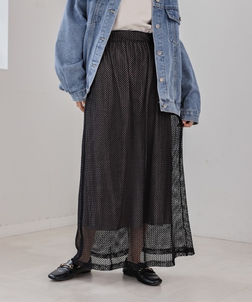 Bab（バブ）の「メッシュフレアスカート（スカート・レディース・アイボリー/ブラック・M）」の16枚目の写真