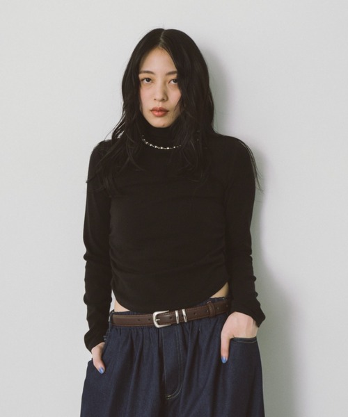 HANNE（アン）の「サイドギャザーハイネックロンTEE（Tシャツ/カットソー・レディース・ホワイト/ピンク/ブラック・FREE）」の16枚目の写真