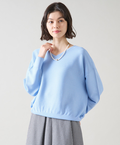 Tiara（ティアラ）の「2WAYガーターニット（ニット/セーター・レディース・サックスブルー/ピンク/アイボリー/グレー・FREE）」の15枚目の写真