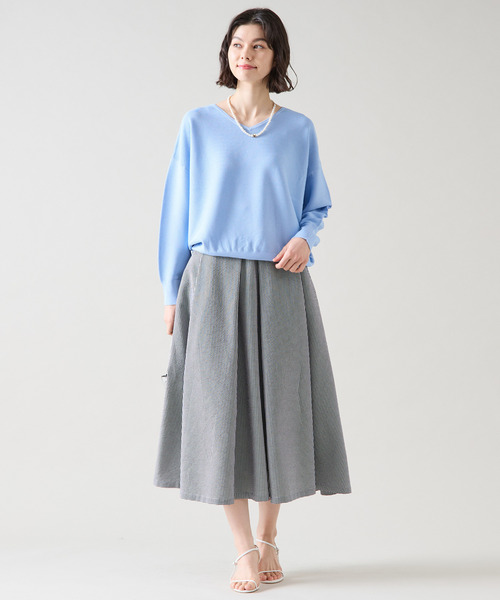 Tiara（ティアラ）の「2WAYガーターニット（ニット/セーター・レディース・サックスブルー/ピンク/アイボリー/グレー・FREE）」の16枚目の写真