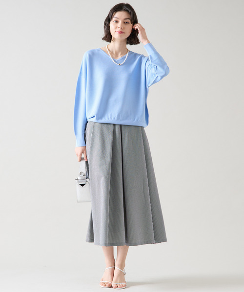 Tiara（ティアラ）の「2WAYガーターニット（ニット/セーター・レディース・サックスブルー/ピンク/アイボリー/グレー・FREE）」の17枚目の写真