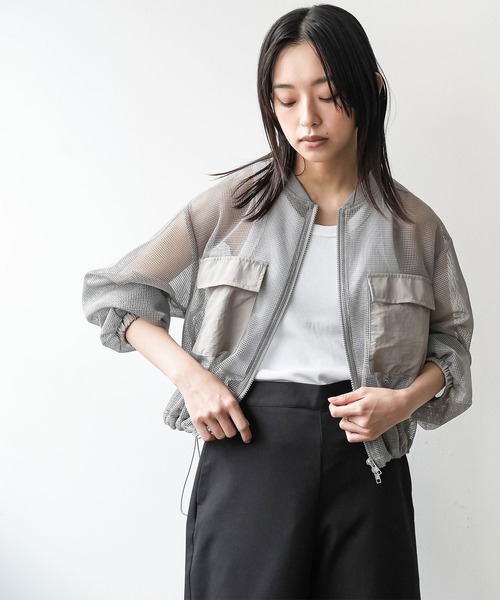 ♥️新品未使用♥️ MICALLEMICALLE メッシュジャケット グレーブルゾン TAKEO KIKUCHI（タケオキクチ） ブルゾン アウター 「軽量アウター