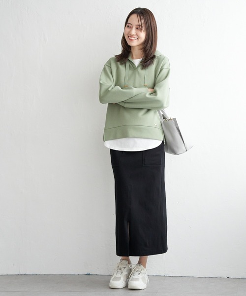 ikka（イッカ）の「【雑誌InRed4月号掲載】GOKU楽タイトスカート（スカート・レディース・ブラック/オリーブ/ダークベージュ/ダークネイビー・S/M/L）」の9枚目の写真