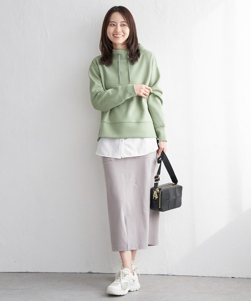 ikka（イッカ）の「【雑誌InRed4月号掲載】GOKU楽タイトスカート（スカート・レディース・ブラック/オリーブ/ダークベージュ/ダークネイビー・S/M/L）」の5枚目の写真