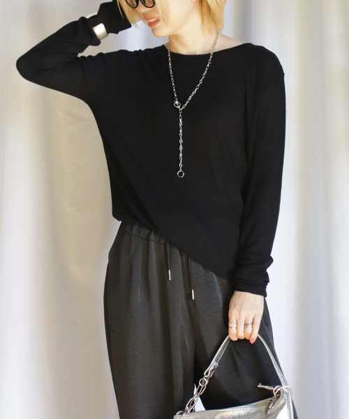 BITTOKO（ビットコ）の「シンプルクルーネックプルオーバー（Tシャツ/カットソー・レディース・ブラック/ピンク/ブルー/ホワイト×ブラック・FREE）」の3枚目の写真