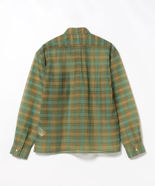 BEAMS HEART（ビームスハート）の「シアー チェック プリント シャツ（シャツ/ブラウス・メンズ・オリーブ/ネイビー・SMALL/MEDIUM/LARGE）」の4枚目の写真