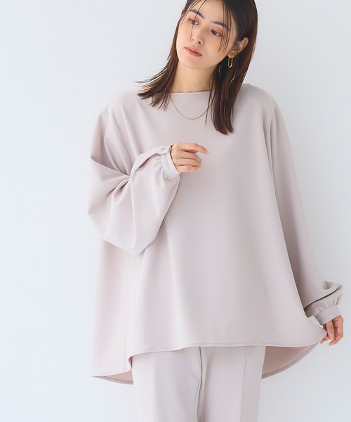 CROSS FUNCTION（クロスファンクション）の「《シワになりにくい》サマ美え ジョーゼットボートネックブラウス【CF/クロスファンクション】（シャツ/ブラウス・レディース・ライトベージュ/ネイビー/ブラック・L/M/LL）」の2枚目の写真