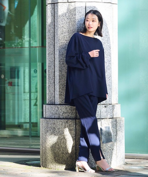 CROSS FUNCTION（クロスファンクション）の「《シワになりにくい》サマ美え ジョーゼットボートネックブラウス【CF/クロスファンクション】（シャツ/ブラウス・レディース・ライトベージュ/ネイビー/ブラック・L/M/LL）」の14枚目の写真