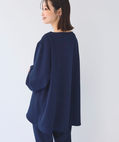 CROSS FUNCTION（クロスファンクション）の「《シワになりにくい》サマ美え ジョーゼットボートネックブラウス【CF/クロスファンクション】（シャツ/ブラウス・レディース・ライトベージュ/ネイビー/ブラック・L/M/LL）」の5枚目の写真