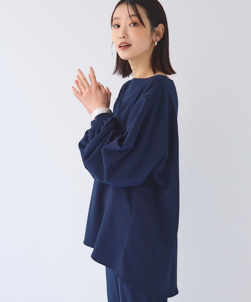 CROSS FUNCTION（クロスファンクション）の「《シワになりにくい》サマ美え ジョーゼットボートネックブラウス【CF/クロスファンクション】（シャツ/ブラウス・レディース・ライトベージュ/ネイビー/ブラック・L/M/LL）」の6枚目の写真