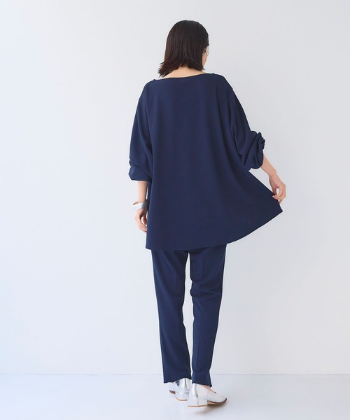 CROSS FUNCTION（クロスファンクション）の「《シワになりにくい》サマ美え ジョーゼットボートネックブラウス【CF/クロスファンクション】（シャツ/ブラウス・レディース・ライトベージュ/ネイビー/ブラック・L/M/LL）」の12枚目の写真