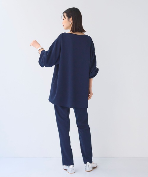 CROSS FUNCTION（クロスファンクション）の「《シワになりにくい》サマ美え ジョーゼットボートネックブラウス【CF/クロスファンクション】（シャツ/ブラウス・レディース・ライトベージュ/ネイビー/ブラック・L/M/LL）」の11枚目の写真