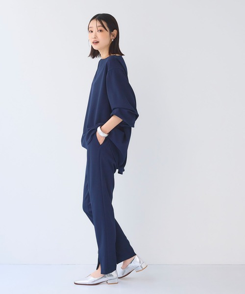 CROSS FUNCTION（クロスファンクション）の「《シワになりにくい》サマ美え ジョーゼットボートネックブラウス【CF/クロスファンクション】（シャツ/ブラウス・レディース・ライトベージュ/ネイビー/ブラック・L/M/LL）」の9枚目の写真