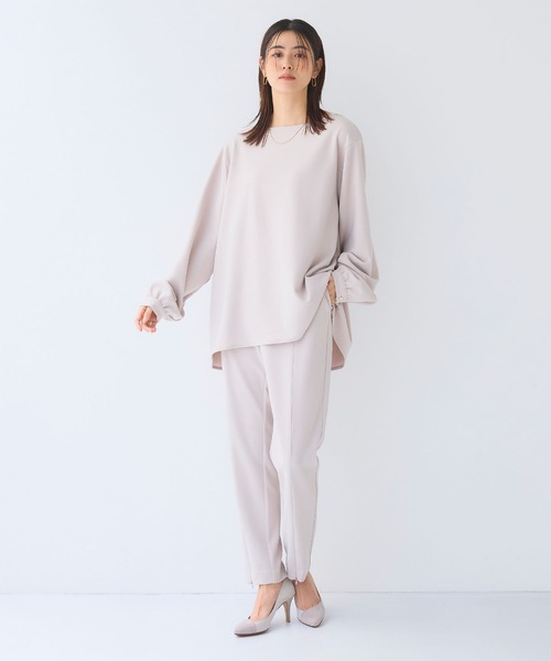 CROSS FUNCTION（クロスファンクション）の「《シワになりにくい》サマ美え ジョーゼットボートネックブラウス【CF/クロスファンクション】（シャツ/ブラウス・レディース・ライトベージュ/ネイビー/ブラック・L/M/LL）」の22枚目の写真