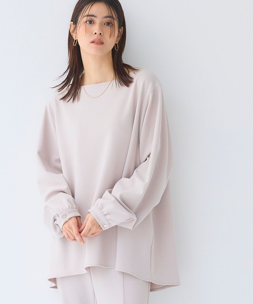 CROSS FUNCTION（クロスファンクション）の「《シワになりにくい》サマ美え ジョーゼットボートネックブラウス【CF/クロスファンクション】（シャツ/ブラウス・レディース・ライトベージュ/ネイビー/ブラック・L/M/LL）」の19枚目の写真