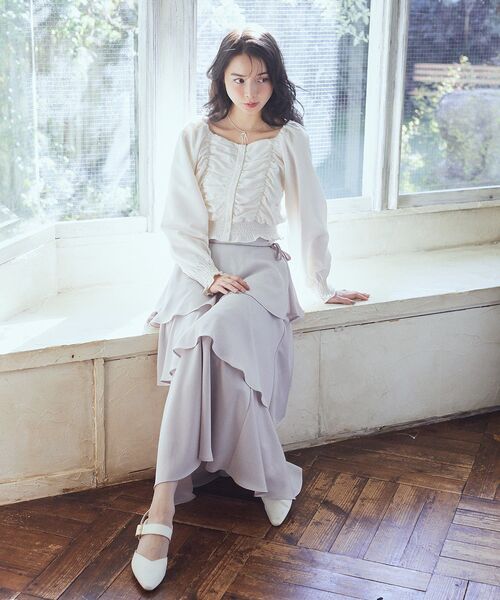 earth music&ecology（アースミュージックアンドエコロジー）の「サイドリボンティアードスカート（スカート・レディース・ブラック/ライトグレー/アイボリー・FREE）」の16枚目の写真