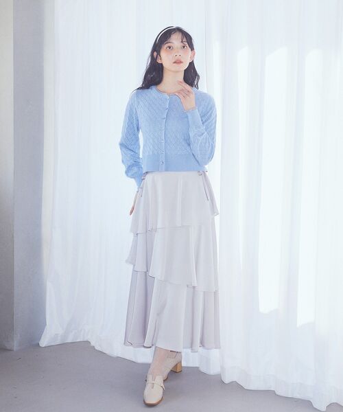 earth music&ecology（アースミュージックアンドエコロジー）の「サイドリボンティアードスカート（スカート・レディース・ブラック/ライトグレー/アイボリー・FREE）」の15枚目の写真