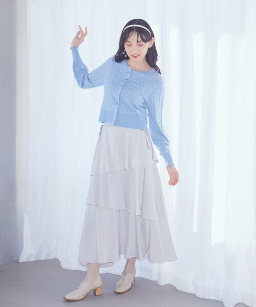 earth music&ecology（アースミュージックアンドエコロジー）の「サイドリボンティアードスカート（スカート・レディース・ブラック/ライトグレー/アイボリー・FREE）」の14枚目の写真