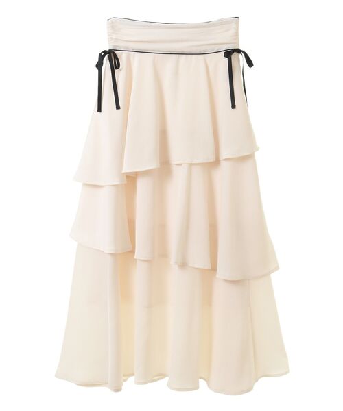 earth music&ecology（アースミュージックアンドエコロジー）の「サイドリボンティアードスカート（スカート・レディース・ブラック/ライトグレー/アイボリー・FREE）」の12枚目の写真