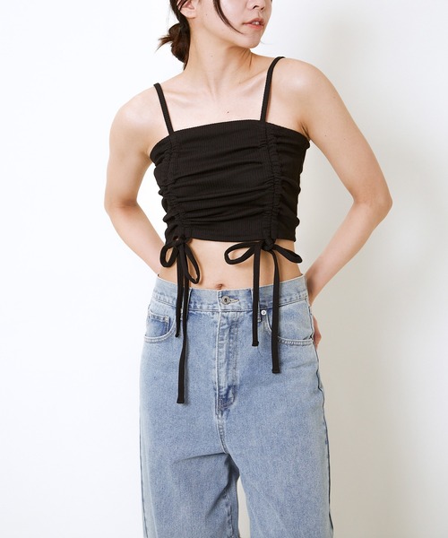 GORGE（ゴージ）の「《ドロストリボン×肌見せ映え》レディース テレコ キャミソール セクシー ヘルシー 夏コーデ（キャミソール・レディース・ブラック/オフホワイト/チャコール・F）」の6枚目の写真
