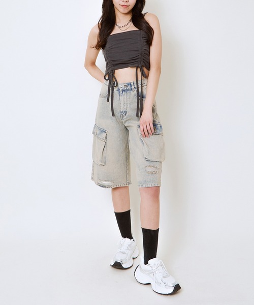 GORGE（ゴージ）の「《ドロストリボン×肌見せ映え》レディース テレコ キャミソール セクシー ヘルシー 夏コーデ（キャミソール・レディース・ブラック/オフホワイト/チャコール・F）」の12枚目の写真