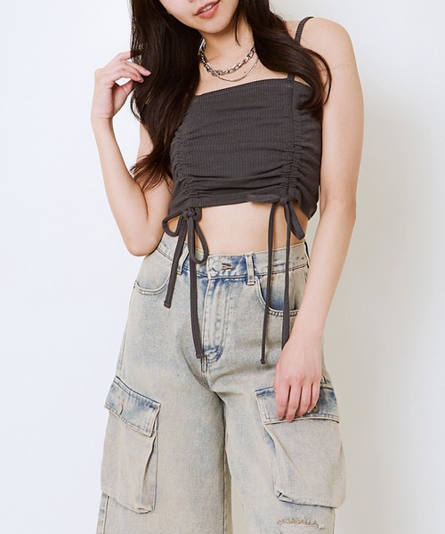 GORGE（ゴージ）の「《ドロストリボン×肌見せ映え》レディース テレコ キャミソール セクシー ヘルシー 夏コーデ（キャミソール・レディース・ブラック/オフホワイト/チャコール・F）」の13枚目の写真