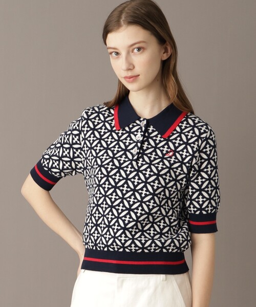 DRESSTERIOR（ドレステリア）の「オーバーラップサークルジャカードポロニット（ニット/セーター・レディース・ネイビー系・34/36/38）」の4枚目の写真