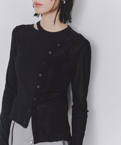 セール】シアーベロアリブMIXプルオーバー｜細見え/ウォッシャブル