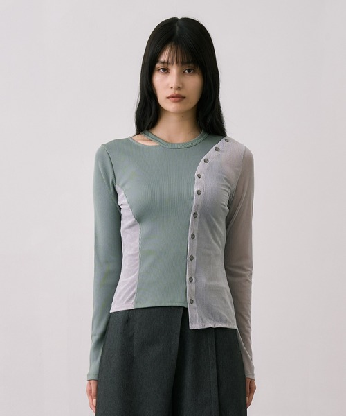 セール】【ZOZO限定】シアーベロアリブMIXプルオーバー｜細見え