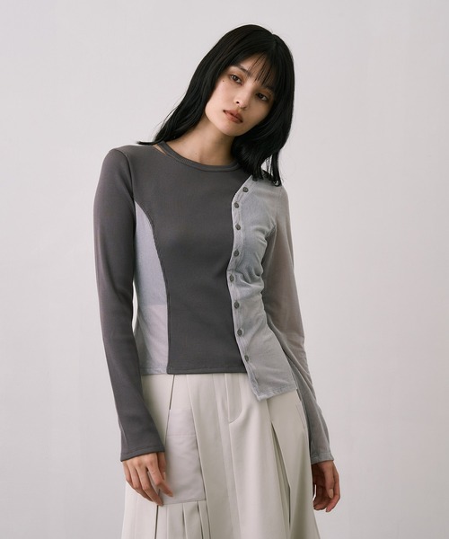 セール】シアーベロアリブMIXプルオーバー｜細見え/ウォッシャブル