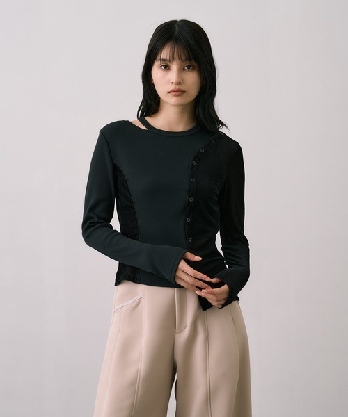 セール】シアーベロアリブMIXプルオーバー｜細見え/ウォッシャブル